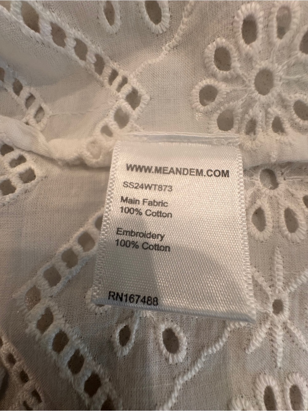 ME+EM White Eyelet Lace Cotton Blouse with Ruffle Neck - Picture 7 of 10
